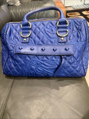 Quilted Blue Satchel Handbag